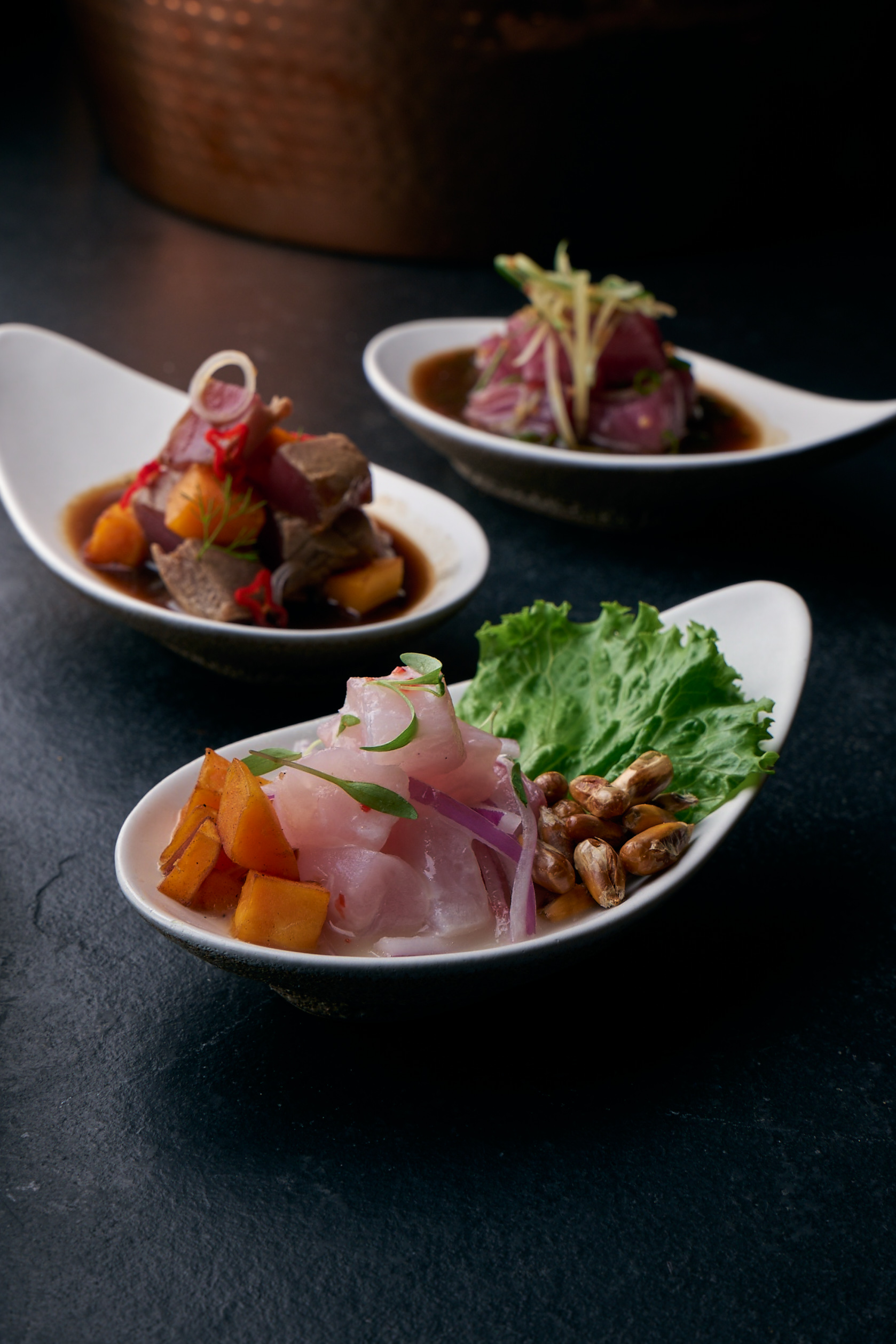 Plato de cocina nikkei en Osaka Lima